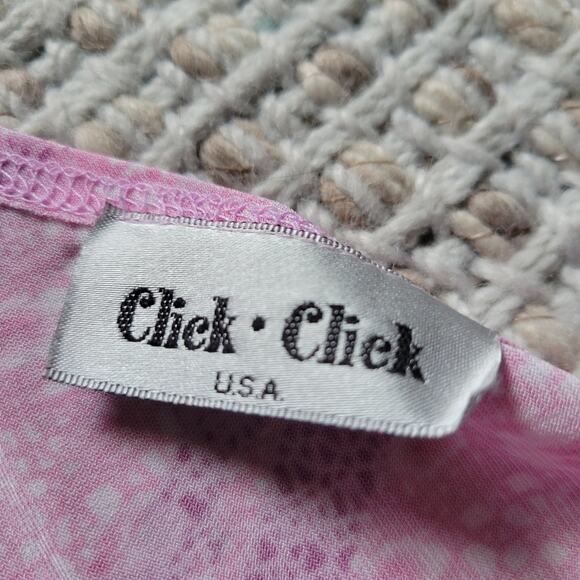 Vintage Y2K Click Click Womens Medium* Pink Mini Dress Short Sleeve Sparkle - Picture 5 of 6